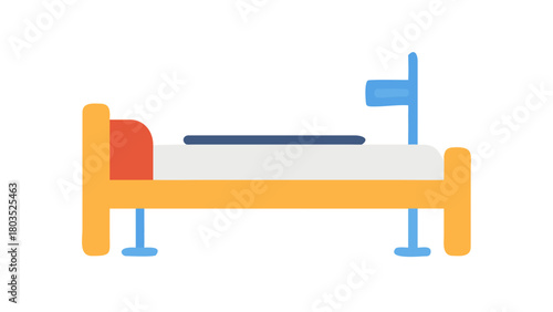 A Flat Designed Hospital Bed Icon on a Black Background
