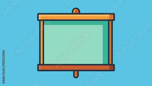 A flat style bulletin board icon on a blue background