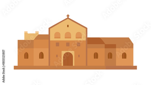 A simple flat style illustration of a monastery building