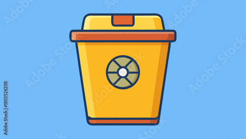 A Yellow Sharps Disposal Container With Safety Icon