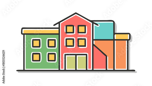 Colorful cartoon illustration of a nursing home building