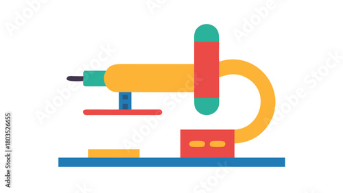 Colorful Flat Icon of a Microscope for Scientific Research