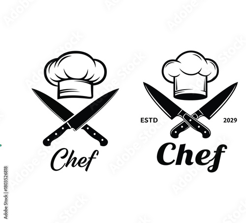 Chef logo with crossed knives and toque, perfect for restaurant or culinary business
