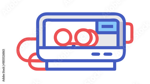 Icon depicting infant incubator for medical support and care