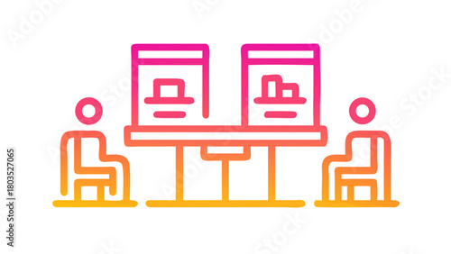 Icon representing people working at a shared office table