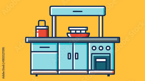 Illustrated kitchen equipment from a hospital kitchen