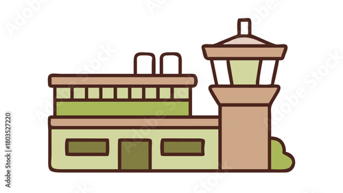 Illustration of a Simple Airport Control Tower Icon