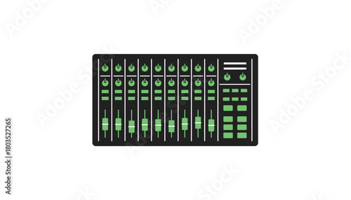 Audio mixing console illustration flat design of sound mixer for music production isolated on white background