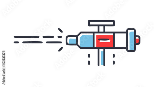 Illustration of a syringe dispensing medication