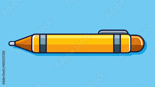 Illustration of a Yellow Mechanical Pencil on a Blue Background