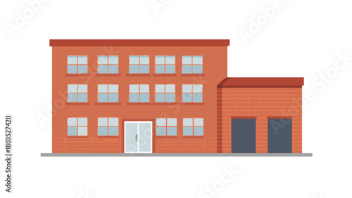 Industrial loft building illustration with windows and doors