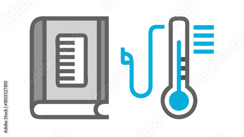 Thermometer and measurement icon displaying temperature values