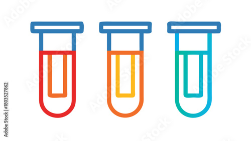 Three colorful test tubes used for scientific research