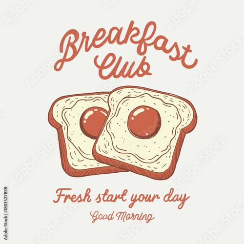 Hand drawn breakfast time vector design. Breakfast time vector design. Fresh start your day. Morning time