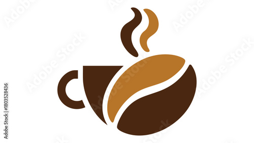 Stylized coffee cup bean steam