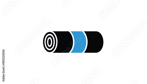 Rolled yoga mat icon simple flat illustration isolated on white background for fitness and exercise app design