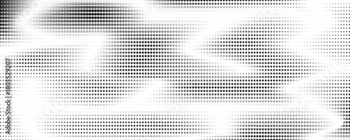 Grunge halftone gradient background. Faded grit noise texture. White and black sand wallpaper. Retro pixelated backdrop. Anime or manga style comic overlay. Vector graphic design textured template