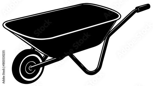 Garden Wheelbarrow Tool Silhouette Vector Graphic, Front View