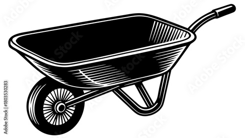 Garden Wheelbarrow Tool Silhouette Vector Graphic, Front View