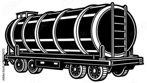 Oil or Gas Tanker Wagon Silhouette Vector Graphic, Front View