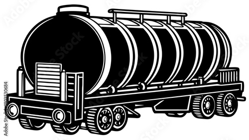 Oil or Gas Tanker Wagon Silhouette Vector Graphic, Front View