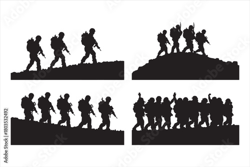 group of soldiers military silhouettes
