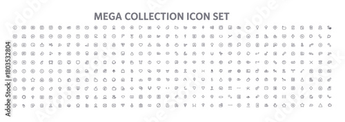 Mega set of trendy line style icons featuring business, e-commerce, finance, and accounting symbols — big collection ideal for UI/UX design, web apps, dashboards, and digital projects.