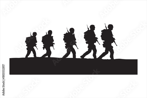 group of soldiers military silhouettes