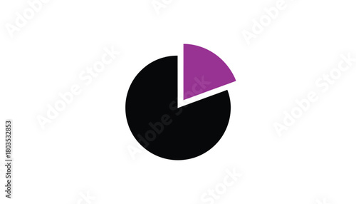 Simple pie chart icon flat design element for data visualization isolated on white background