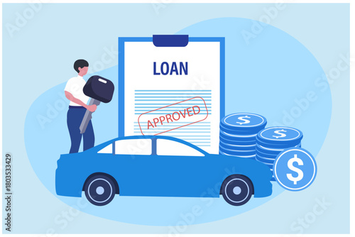 Auto credit, car loan, auto finance, banking products. vector illustration 