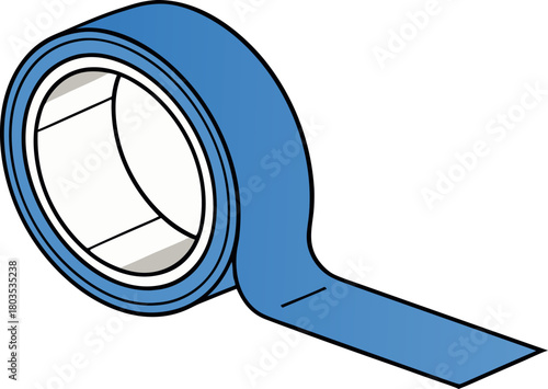  Blue painter s tape roll isolated PNG on transparent background, adhesive masking tape for home improvement and DIY projects 
