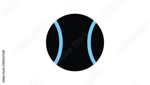 Black tennis ball icon simple flat design isolated on a white background for sports and recreation concepts