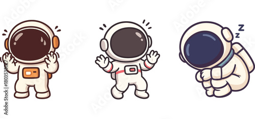 cute astronaut shouting and pointing in cartoon style