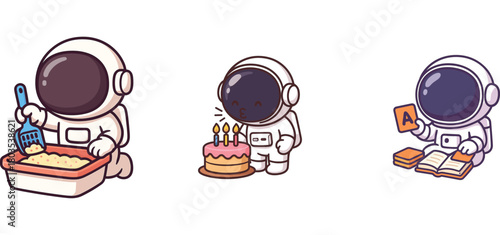 astronaut working at desk and enjoying drink