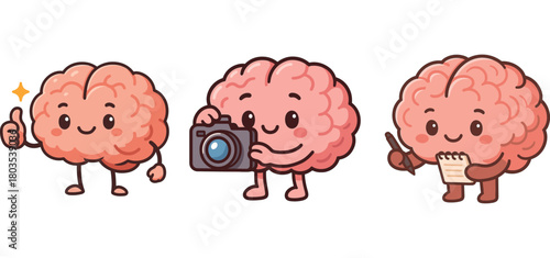 two cute brains drawing and taking photos