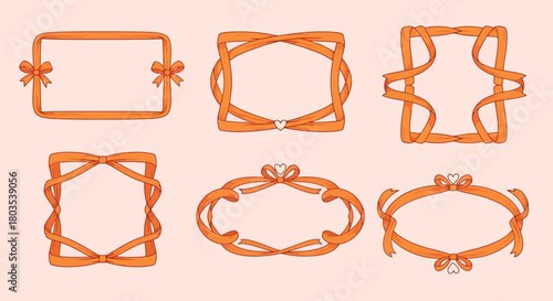 Collection of Decorative Ribbon Frames Elegant Designs for Invitations and Embellishments