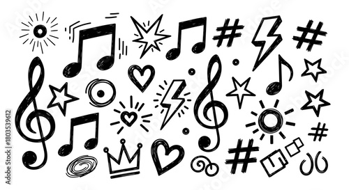 Doodle Music Notes and Symbols Collection