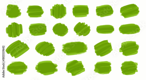 Green Brush Strokes A Collection of Artistic Paint Marks for Creative Design