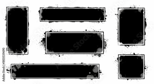 Grunge banner set with paint splatter effect, ideal for website headers, posters, and digital media