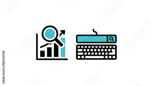 Set of SEO analytics icons simple line design element for web and mobile apps isolated on white background