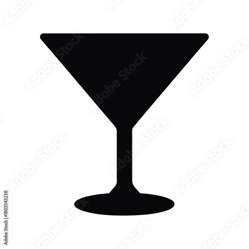 Martini glass silhouette icon, simple vector design
