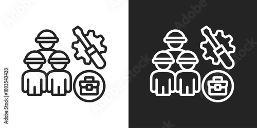 Labor Icon In Black And White Outline Style