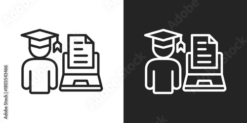Apprenticeship Icon In Black And White Outline Style