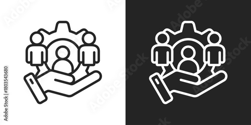 Stackholders Icon In Black And White Outline Style