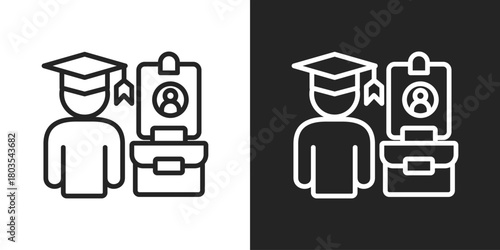 Internship Icon In Black And White Outline Style