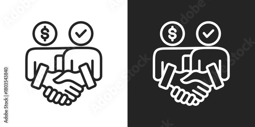 Partner Icon In Black And White Outline Style