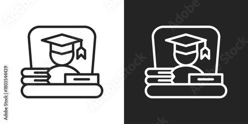 Director Icon In Black And White Outline Style