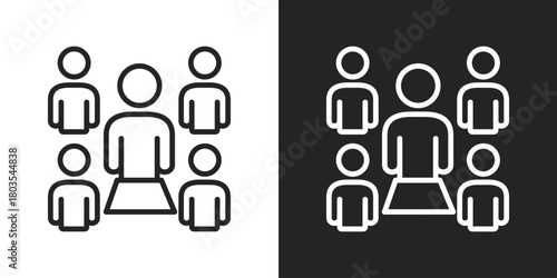 Leader Icon In Black And White Outline Style