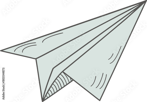  Light blue paper airplane isolated PNG on transparent background, origami toy for travel, freedom and childhood concepts 