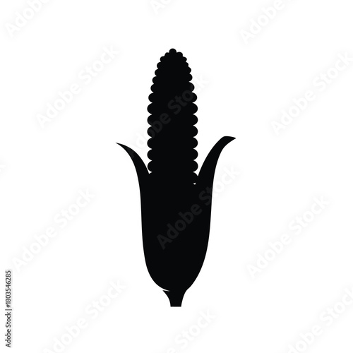 Minimalist black corn cob graphic icon design element